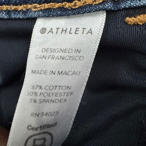 Athleta Denim Jeans Stretchy Blue Dark Wash Skinny Mid rise Pull-on Denim Sz 14P - Picture 4 of 9